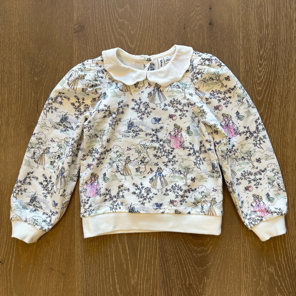 NWT Janie and Jack Disney Aurora toile sweatshirt Peter Pan collar  6T